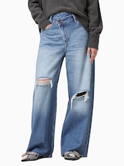 AllSaints Blue Aki Crossover 100% Cotton Jeans - Image 5 of 9
