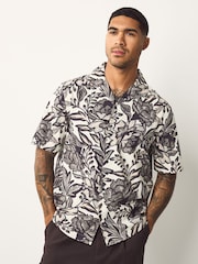 Monochrome Floral Printed Short Sleeve Shirt - Image 1 of 8
