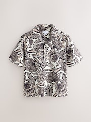 Monochrome Floral Printed Short Sleeve Shirt - Image 6 of 8