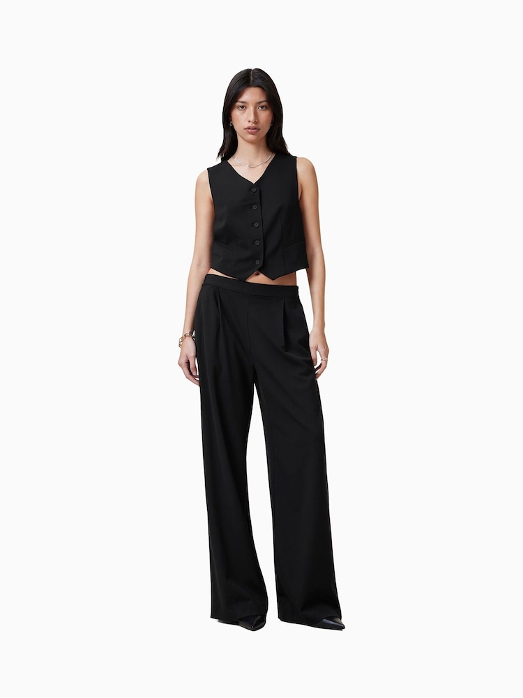 AllSaints Black Aleida Wide Leg Trousers - Image 1 of 7