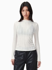 Blanco - AllSaints Aki Long Sleeve T-Shirt - Imagen 1 de 6
