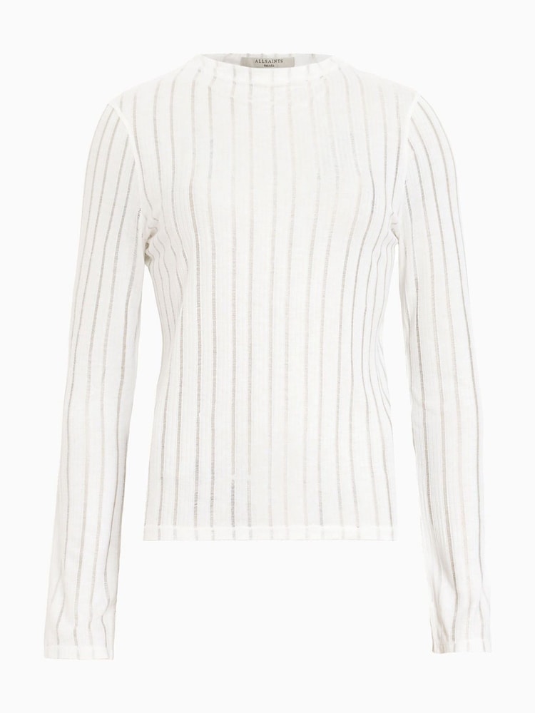 Blanco - AllSaints Aki Long Sleeve T-Shirt - Imagen 6 de 6