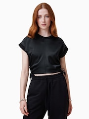 AllSaints Black Mira Satin T-Shirt - Image 1 of 8