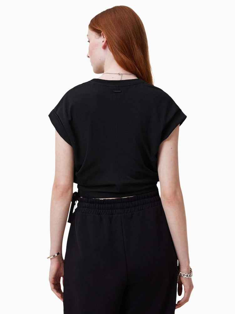 AllSaints Black Mira Satin T-Shirt - Image 2 of 8