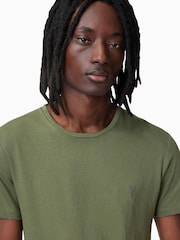 AllSaints Eden Green 100% Organic Cotton Tonic Short Sleeve Crew Neck Jumper - Image 4 of 6