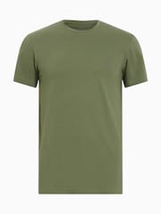 AllSaints Eden Green 100% Organic Cotton Tonic Short Sleeve Crew Neck Jumper - Image 5 of 6
