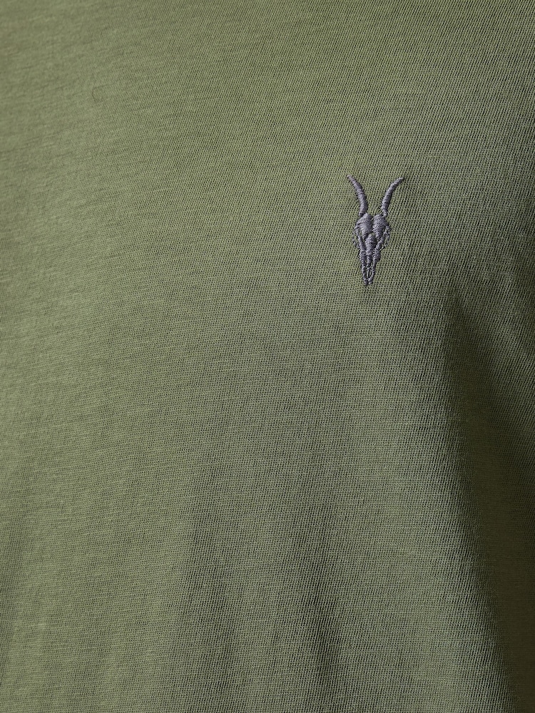 AllSaints Eden Green 100% Organic Cotton Tonic Short Sleeve Crew Neck Jumper - Image 6 of 6