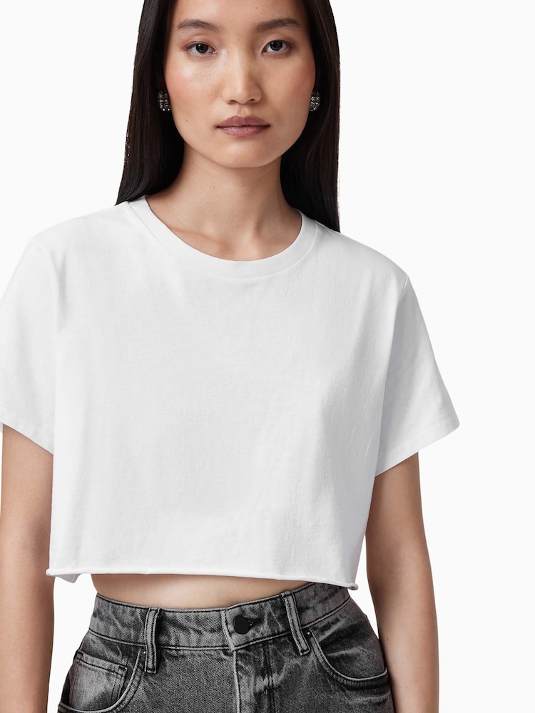 AllSaints White 100% Organic Cotton Soph T-Shirt - Image 2 of 8 AllSaints White 100% Organic Cotton Soph T-Shirt - Image 2 of 8