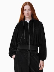 AllSaints Black Vinny Velvet Hoodie - Image 1 of 9
