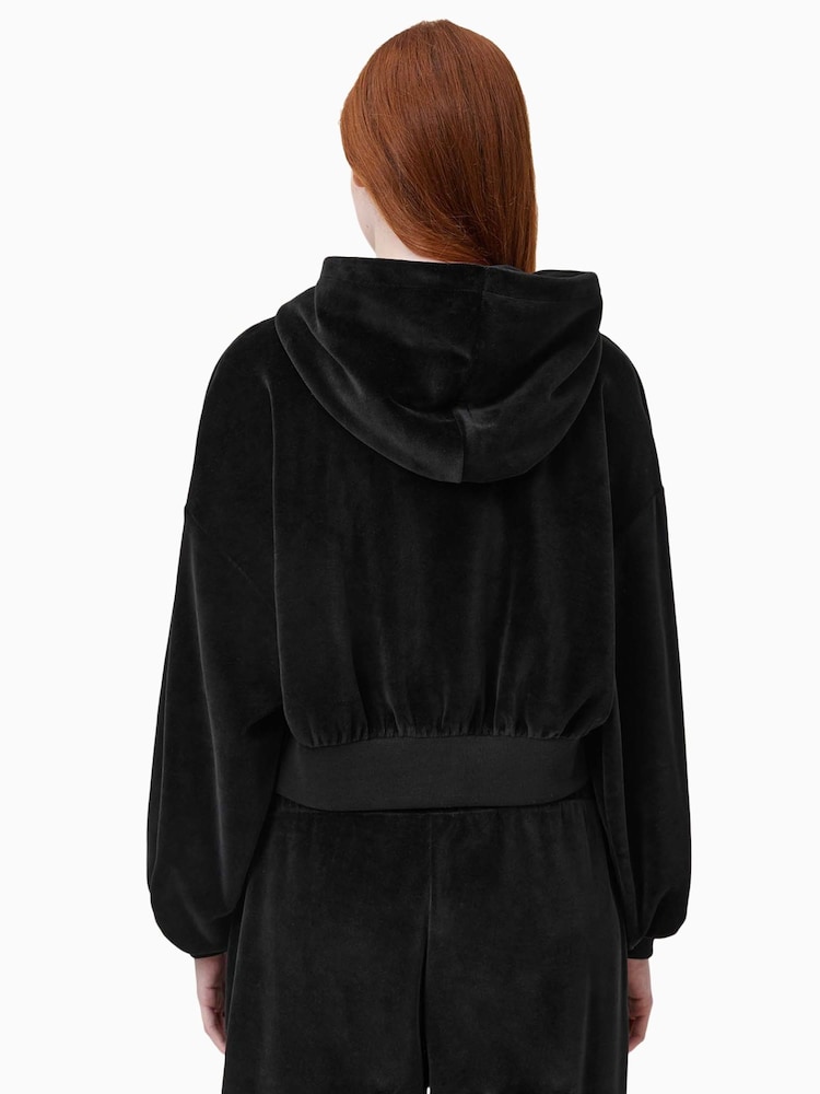 AllSaints Black Vinny Velvet Hoodie - Image 2 of 9