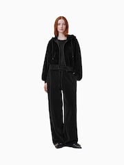 AllSaints Black Vinny Velvet Hoodie - Image 3 of 9