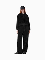 AllSaints Black Vinny Velvet Hoodie - Image 4 of 9