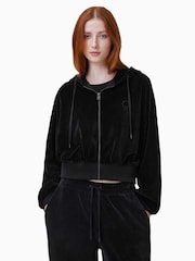 AllSaints Black Vinny Velvet Hoodie - Image 7 of 9