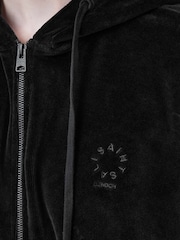AllSaints Black Vinny Velvet Hoodie - Image 8 of 9