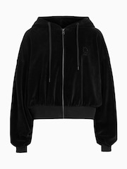 AllSaints Black Vinny Velvet Hoodie - Image 9 of 9