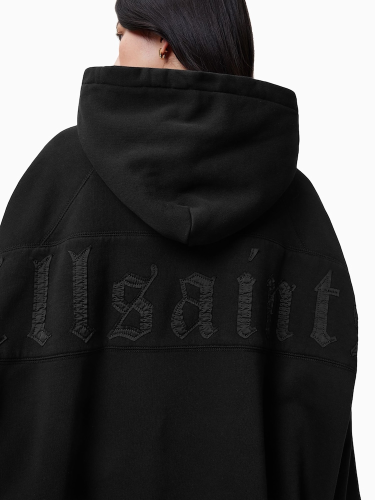 AllSaints Black 100% Organic cotton Fuse Talon Hoodie - Image 2 of 6 AllSaints Black 100% Organic cotton Fuse Talon Hoodie - Image 2 of 6