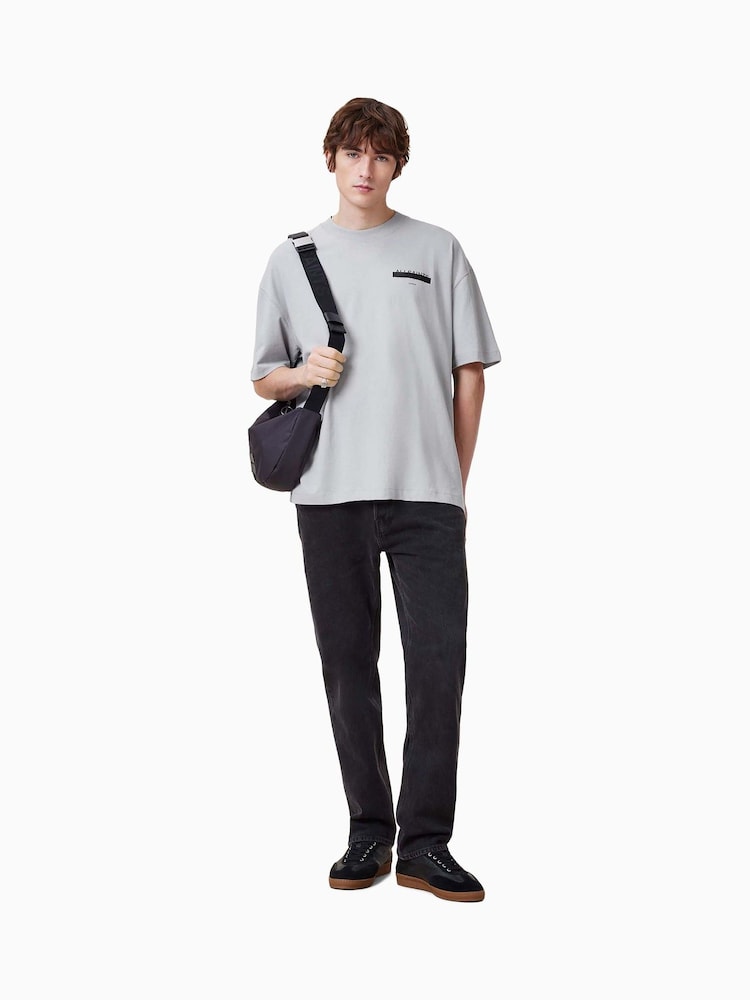 AllSaints Grey 100% Organic Cotton Redact Short Sleeve Crew Neck T-Shirt - Image 1 of 8