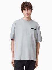 AllSaints Grey 100% Organic Cotton Redact Short Sleeve Crew Neck T-Shirt - Image 3 of 8