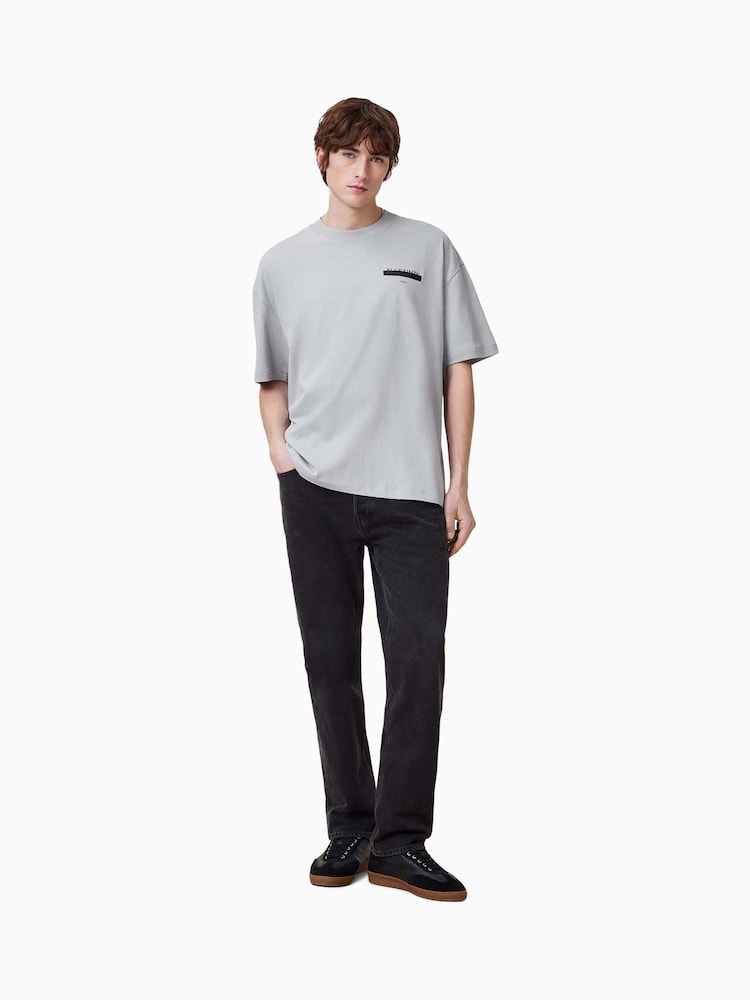 AllSaints Grey 100% Organic Cotton Redact Short Sleeve Crew Neck T-Shirt - Image 4 of 8