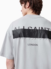 AllSaints Grey 100% Organic Cotton Redact Short Sleeve Crew Neck T-Shirt - Image 6 of 8