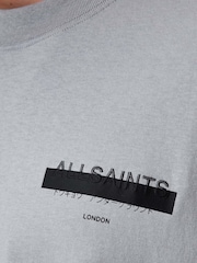 AllSaints Grey 100% Organic Cotton Redact Short Sleeve Crew Neck T-Shirt - Image 7 of 8