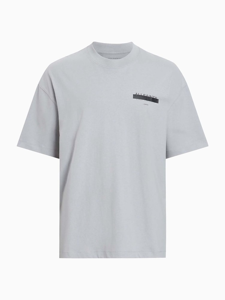 AllSaints Grey 100% Organic Cotton Redact Short Sleeve Crew Neck T-Shirt - Image 8 of 8