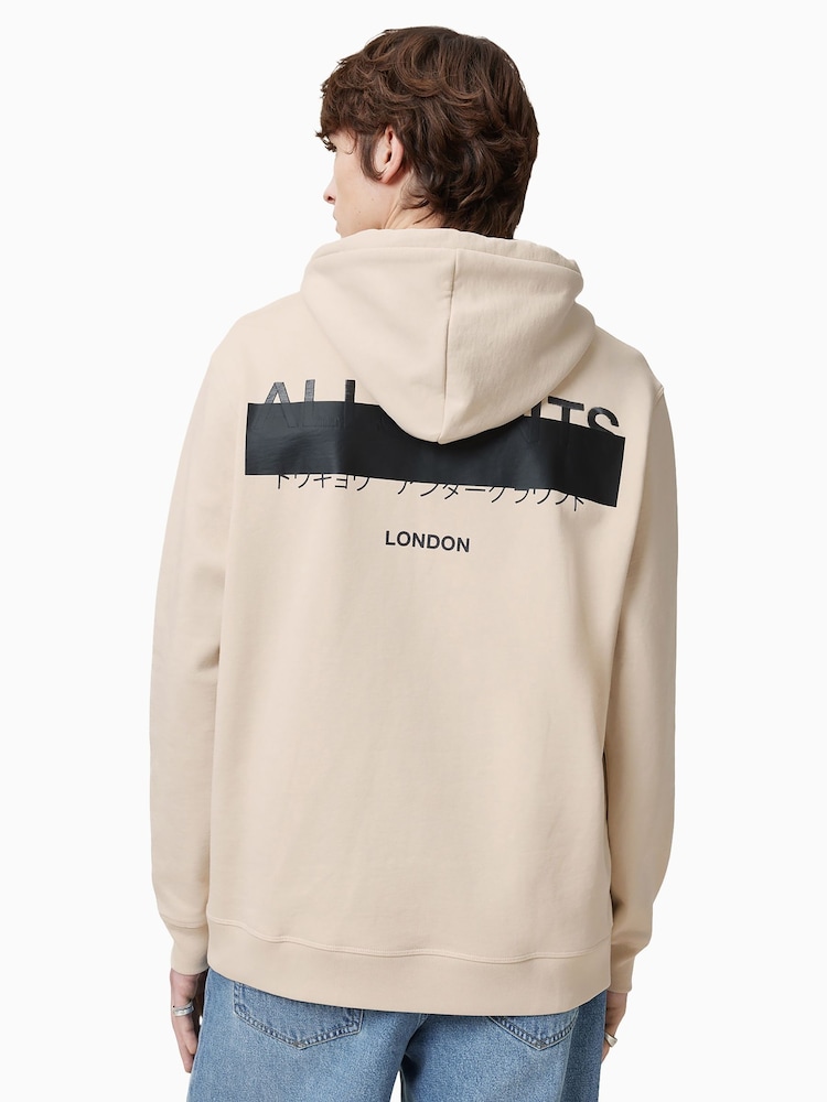 AllSaints White 100% Organic Cotton Redact Oth Hoodie - Image 2 of 8