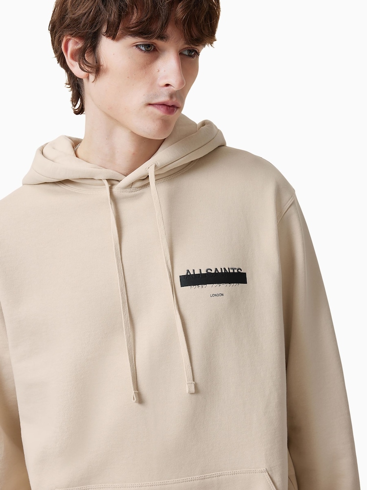 AllSaints White 100% Organic Cotton Redact Oth Hoodie - Image 5 of 8