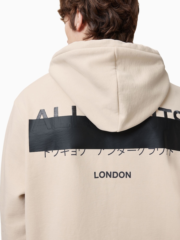AllSaints White 100% Organic Cotton Redact Oth Hoodie - Image 6 of 8