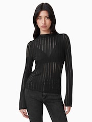 Negro - AllSaints Aki Long Sleeve T-Shirt - Imagen 1 de 6