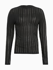 Negro - AllSaints Aki Long Sleeve T-Shirt - Imagen 6 de 6