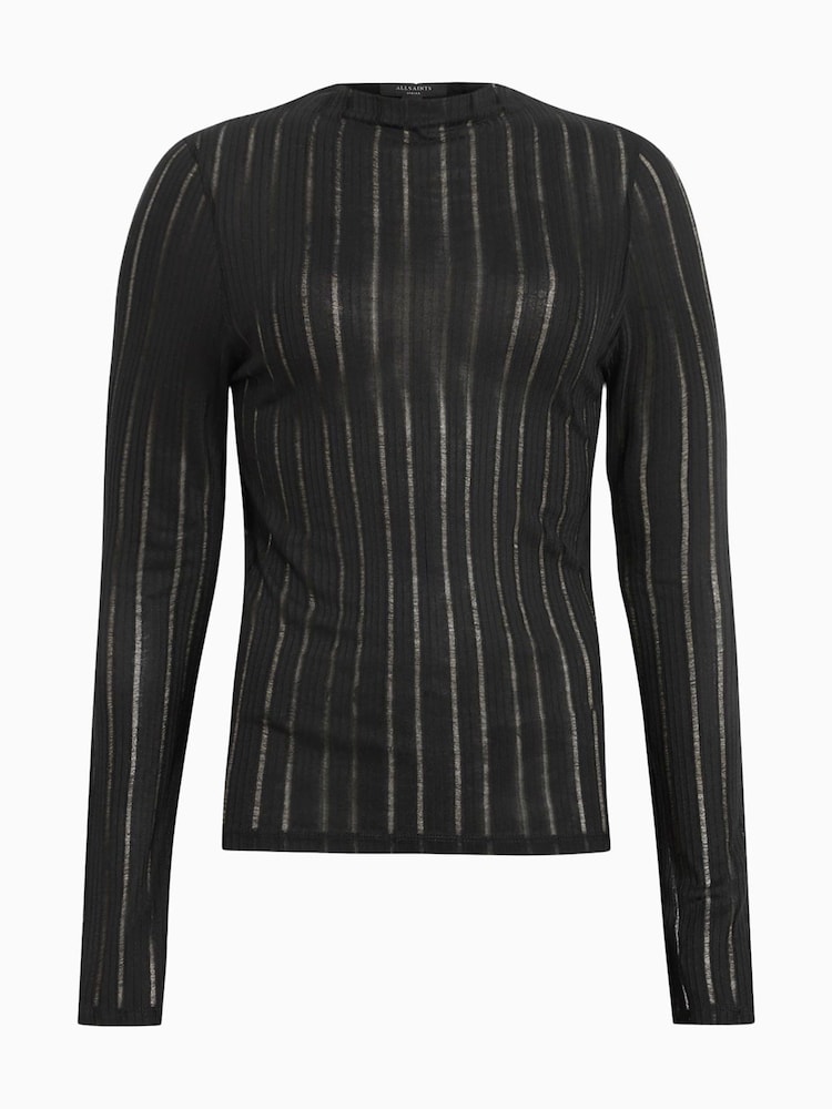 Negro - AllSaints Aki Long Sleeve T-Shirt - Imagen 6 de 6