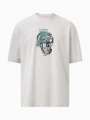 AllSaints Grey 100% Organic Cotton Caduceus Short Sleeve Crew Jumper - Image 5 of 5
