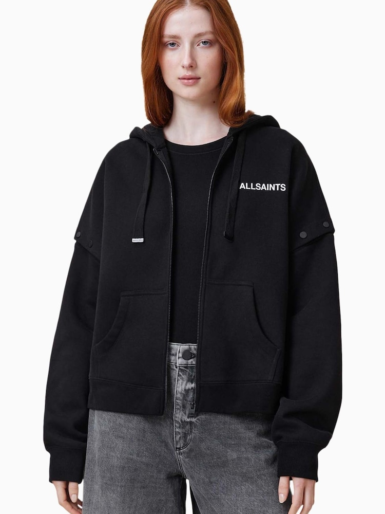 AllSaints Black Patcher Amphia Hoodie - Image 12 of 13