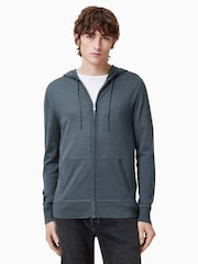 AllSaints Blue Mode Merino Zip Hoodie - Image 1 of 8