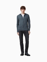AllSaints Blue Mode Merino Zip Hoodie - Image 6 of 8