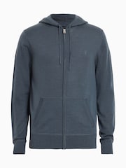 AllSaints Blue Mode Merino Zip Hoodie - Image 8 of 8