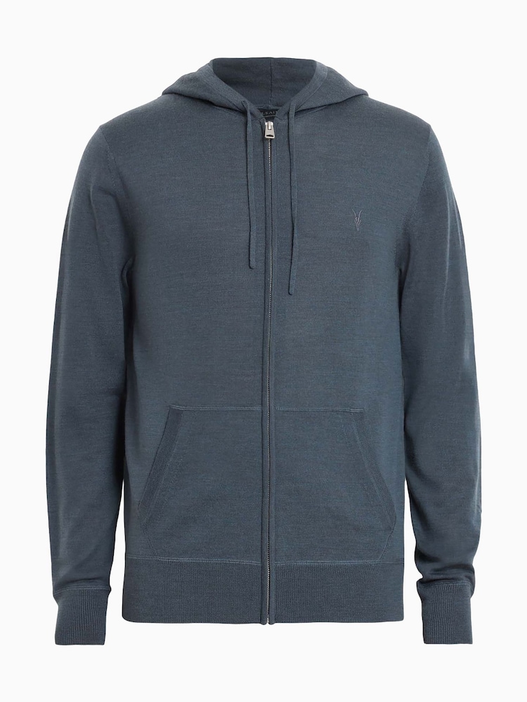 AllSaints Blue Mode Merino Zip Hoodie - Image 8 of 8 AllSaints Blue Mode Merino Zip Hoodie - Image 8 of 8