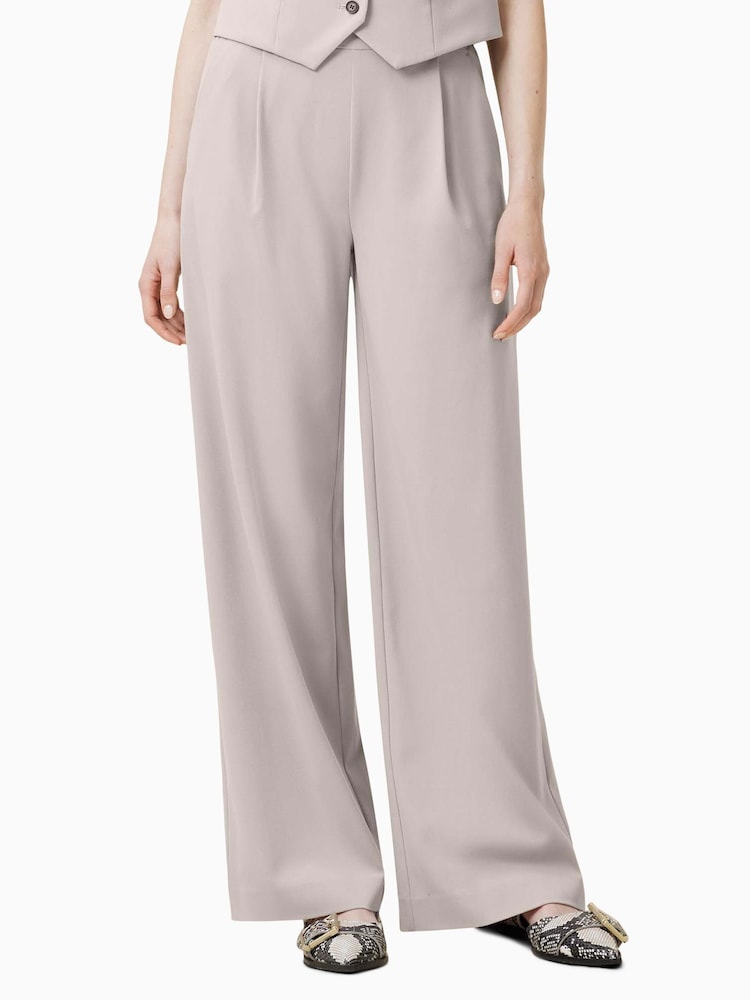 AllSaints Brown Aleida Black Wide Leg Tailored Trousers - Image 2 of 7 AllSaints Brown Aleida Black Wide Leg Tailored Trousers - Image 2 of 7