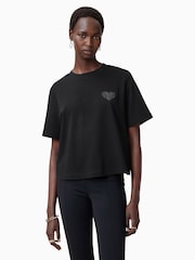 AllSaints Black 100% Organic Cotton Lover Lisa T-Shirt - Image 1 of 8