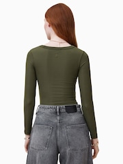 AllSaints Green Bec Long Sleeve T-Shirt - Image 7 of 8