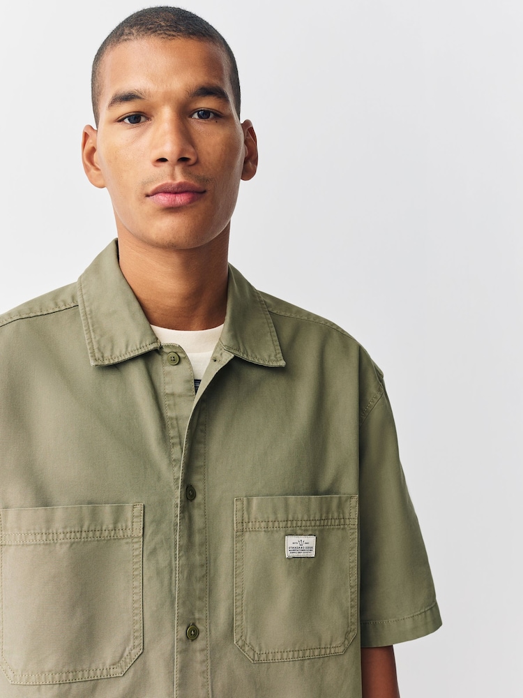 slim fit dress slacks All Day Stripe Short Sleeve Shirt - Sage Green main image 1