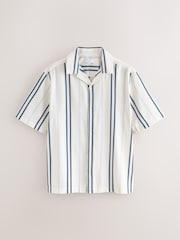 White/Blue Short Sleeve Stripe Shirt - Image 1 of 3