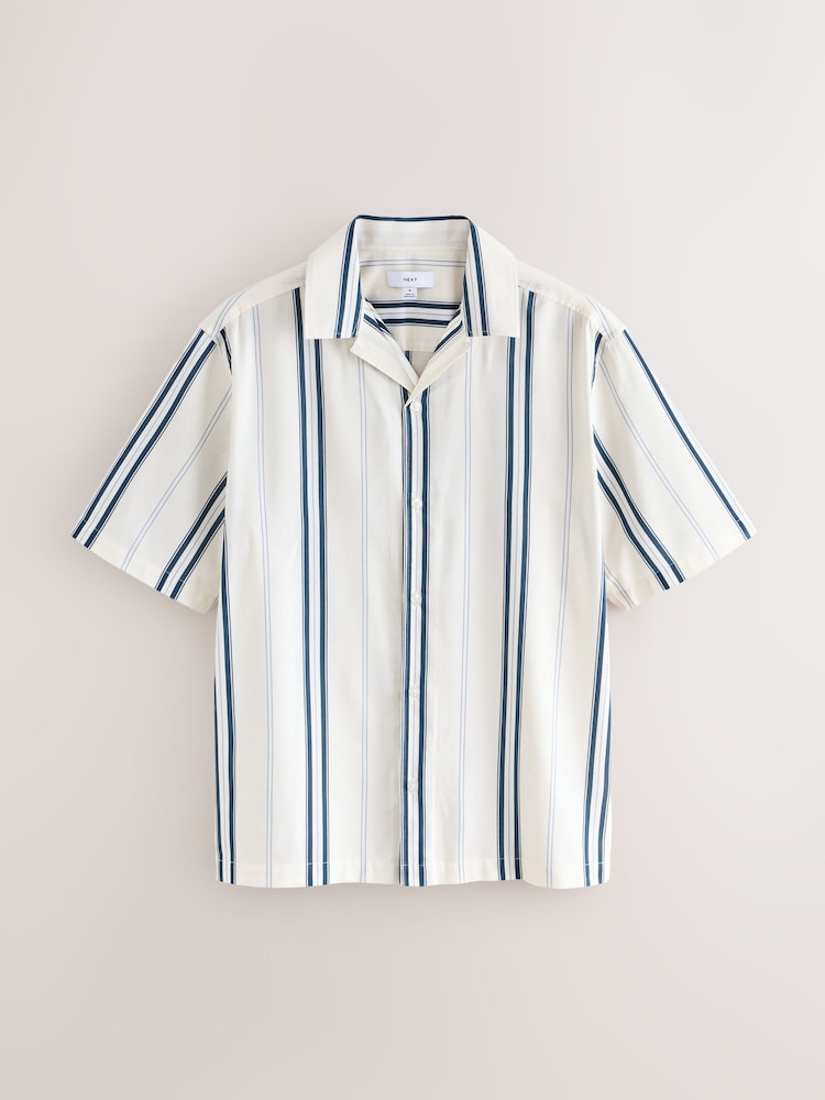 White/Blue Short Sleeve Stripe Shirt - Image 1 of 3