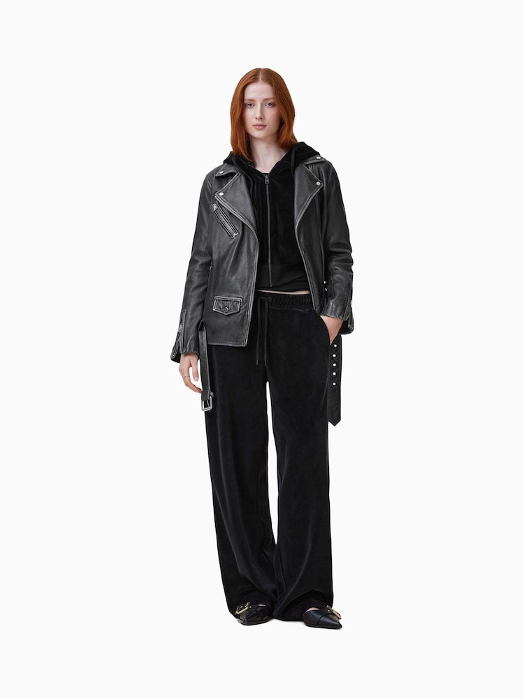 AllSaints Black Vin Velvet Sweatpants - Image 1 of 8