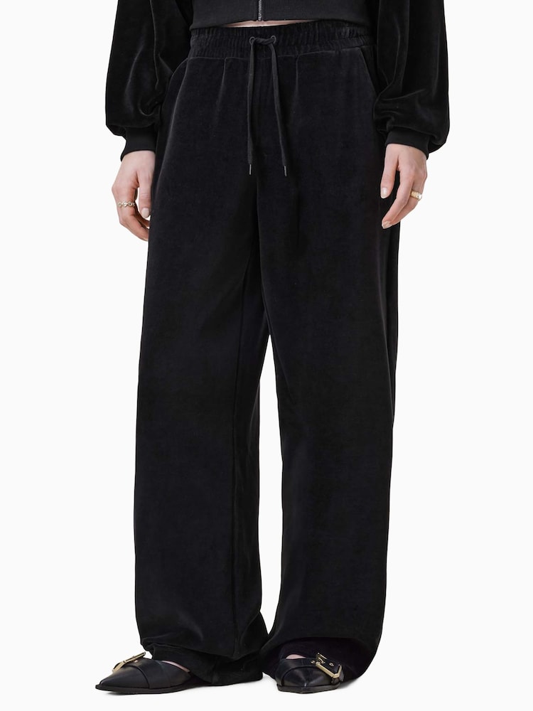 AllSaints Black Vin Velvet Sweatpants - Image 2 of 8