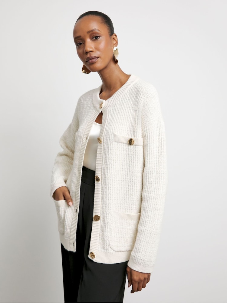Joanna Hope Cream Boucle Knit Cardigan - Image 1 of 4