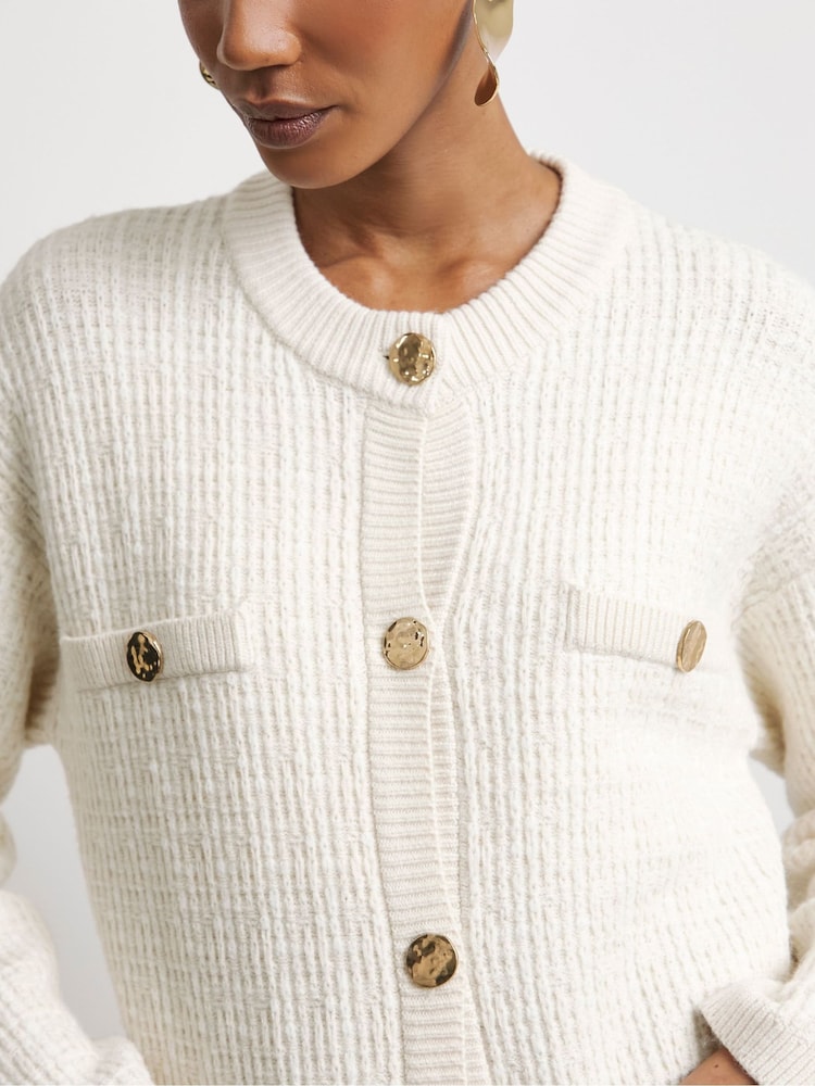 Joanna Hope Cream Boucle Knit Cardigan - Image 4 of 4