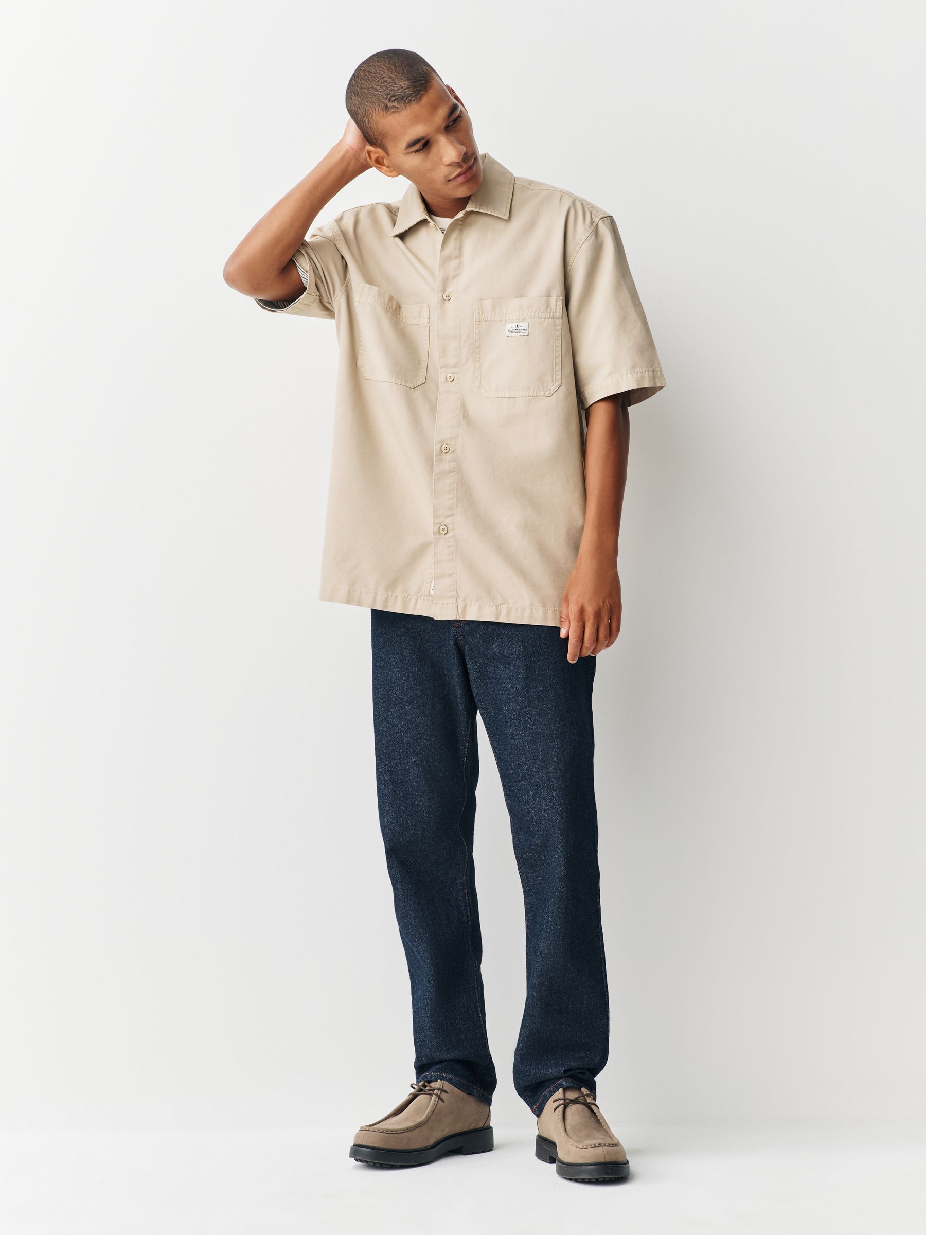 Buy Ecru Cream Short Sleeve Canvas Shirt from Next USA