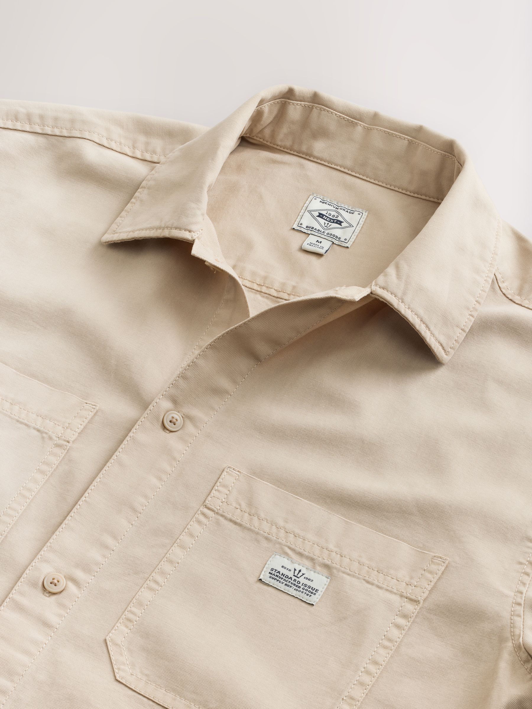 Buy Ecru Cream Short Sleeve Canvas Shirt from Next USA